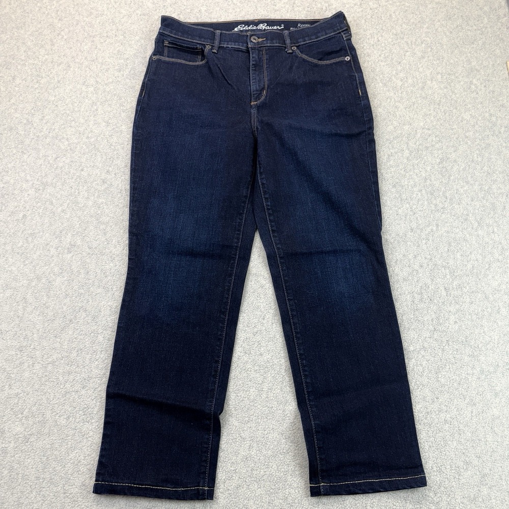 Eddie Bauer Revival Jeans Womens 12 Dark Wash High Rise Straight Leg